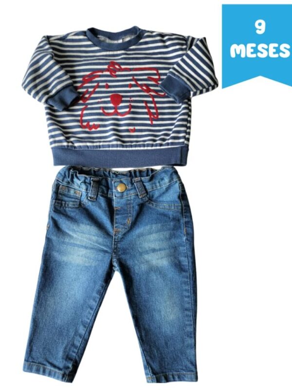 Conjunto de buzo y jean para bebé
