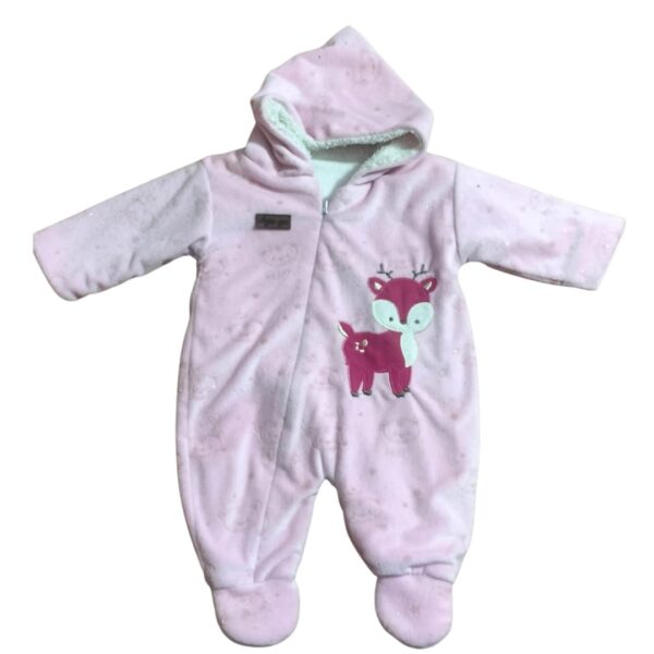 Enterizo para bebé con capucha rosado