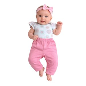 Conjunto tierno para bebé con pantalón, blusa y diadema
