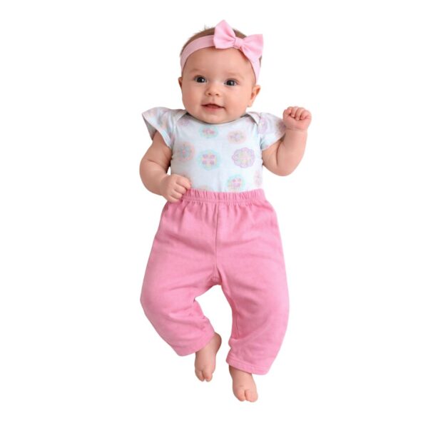 Conjunto tierno para bebé con pantalón, blusa y diadema