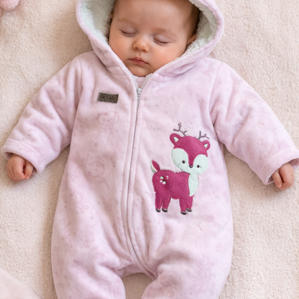 Enterizo para bebé con capucha rosado