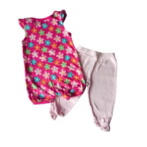 Conjunto tierno para bebé: body floral con perrito + pantalón cómodo (3-6 meses)